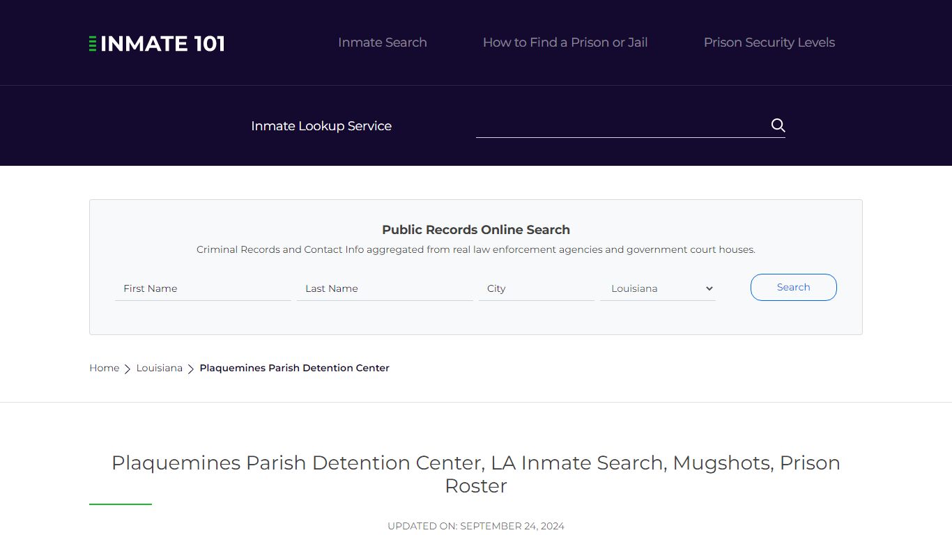 Plaquemines Parish Detention Center, LA Inmate Search, Mugshots, Prison ...