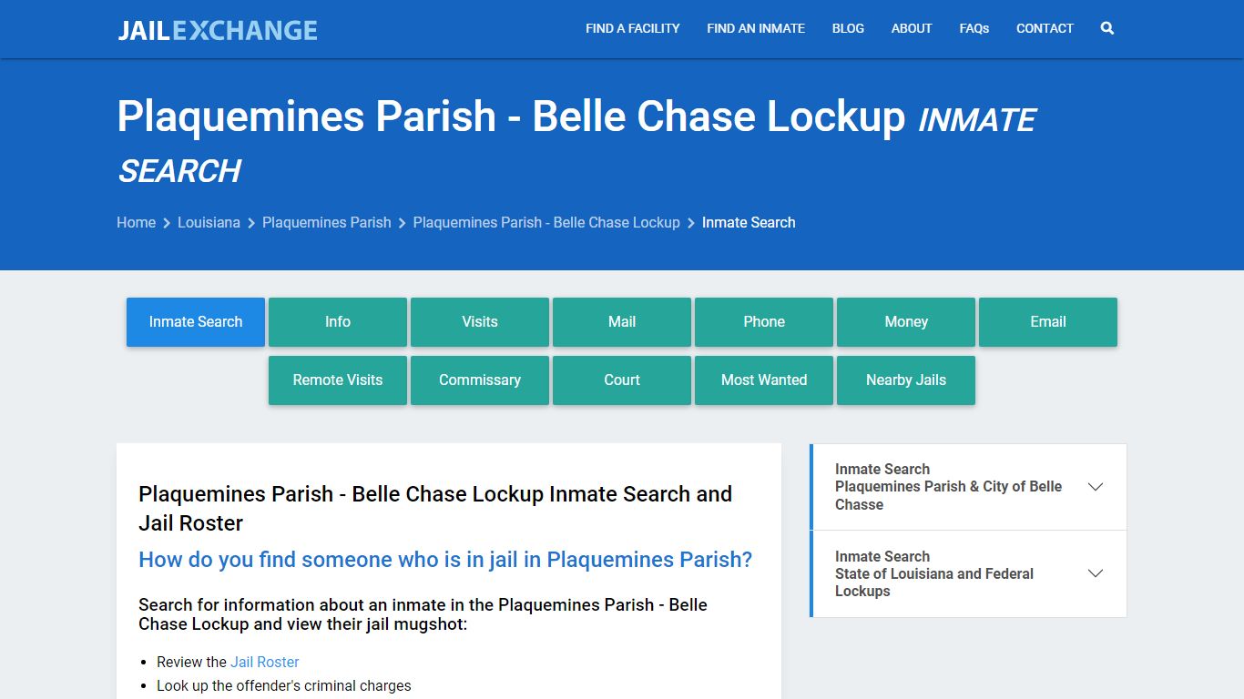 Plaquemines Parish Inmate Search | Arrests & Mugshots | LA - Jail Exchange