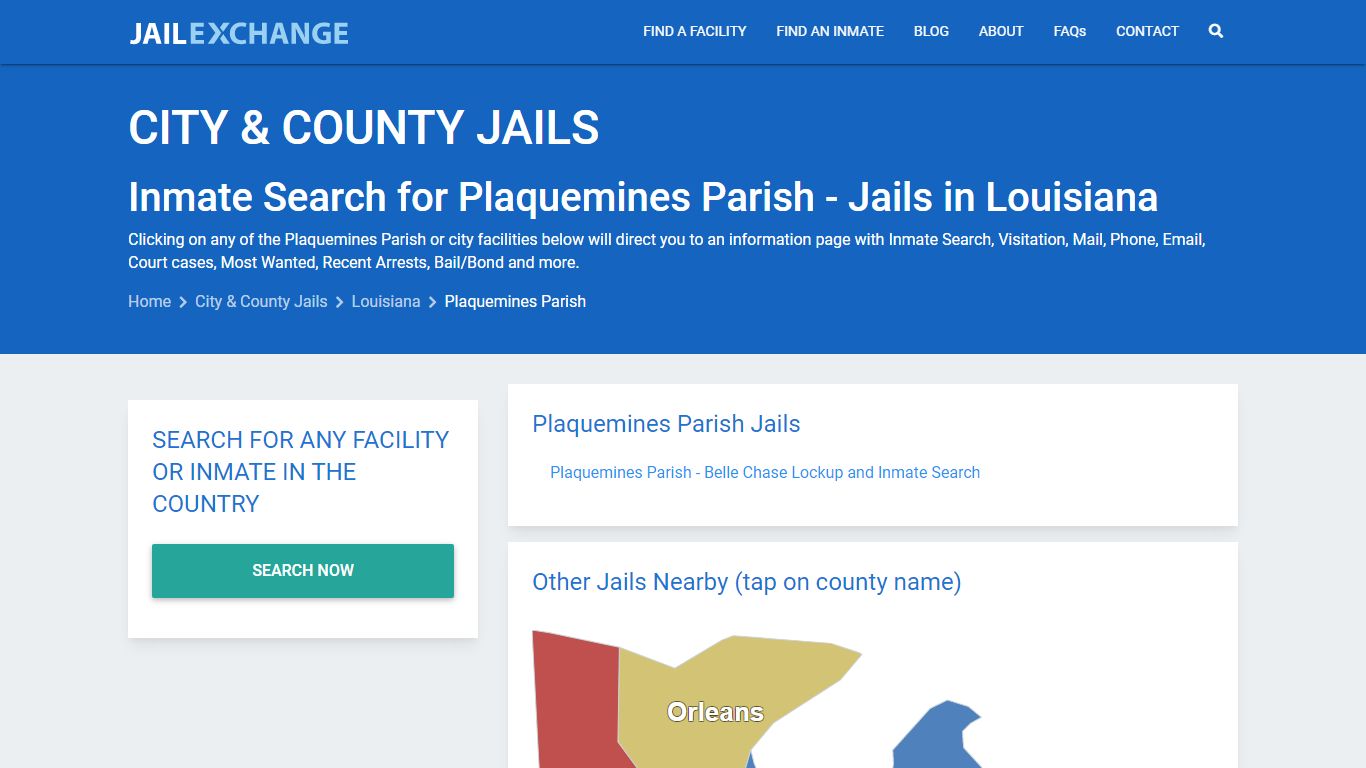 Inmate Search for Plaquemines Parish | Jails in Louisiana - Jail Exchange